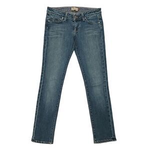 Paige Roxbury Ankle Skinny Jeans Womens 27 Blue Low Rise Embroidered Edge